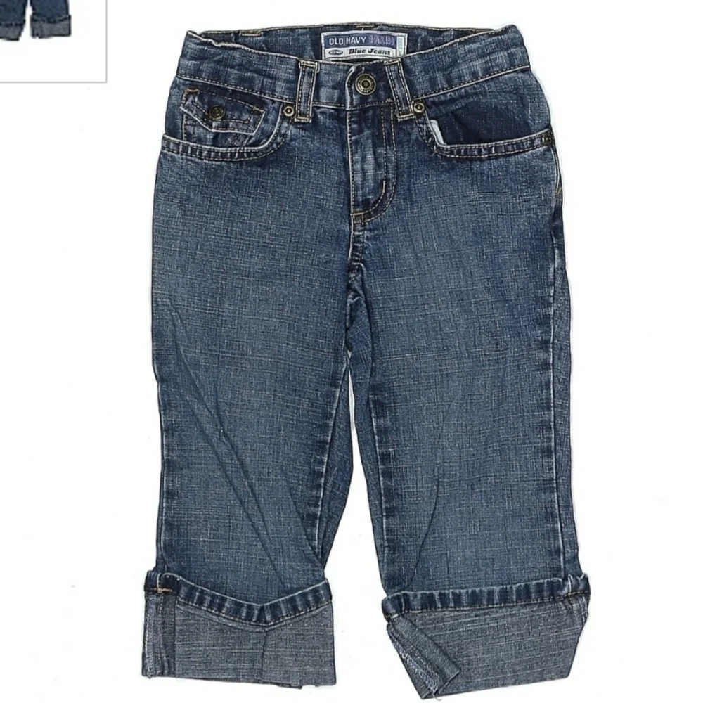Old Navy Cuffed Pedal Pushers Jeans Capris Girl's Size 5 Slim Casual Embroidered